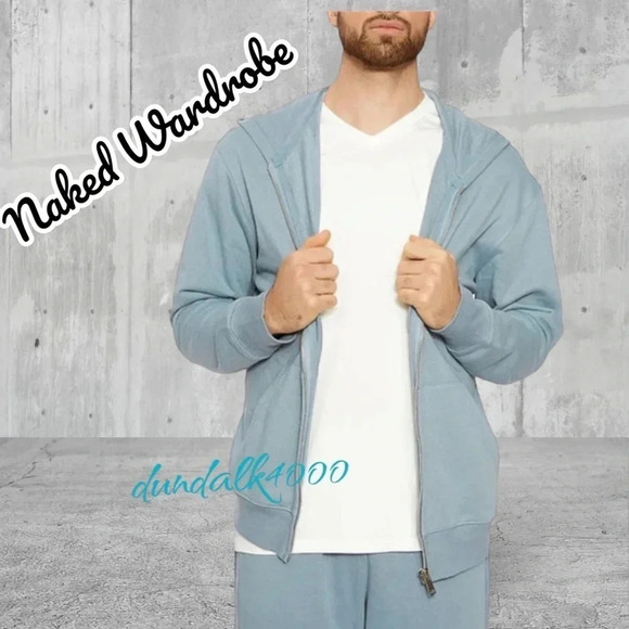 naked wardrobe Other - NAKED WARDROBE UNISEX BABY BLUE ZIP UP HOODED JACKET M
